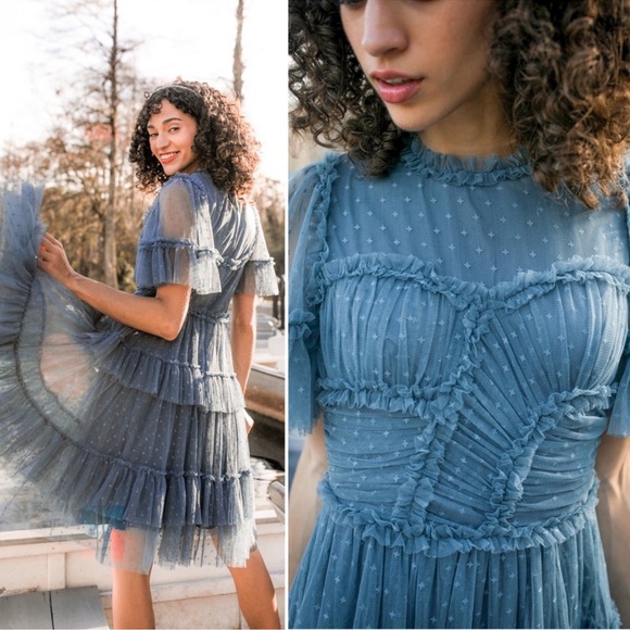 Ivy City Co short whimsical dress slate blue size XL - Picture 4 of 9